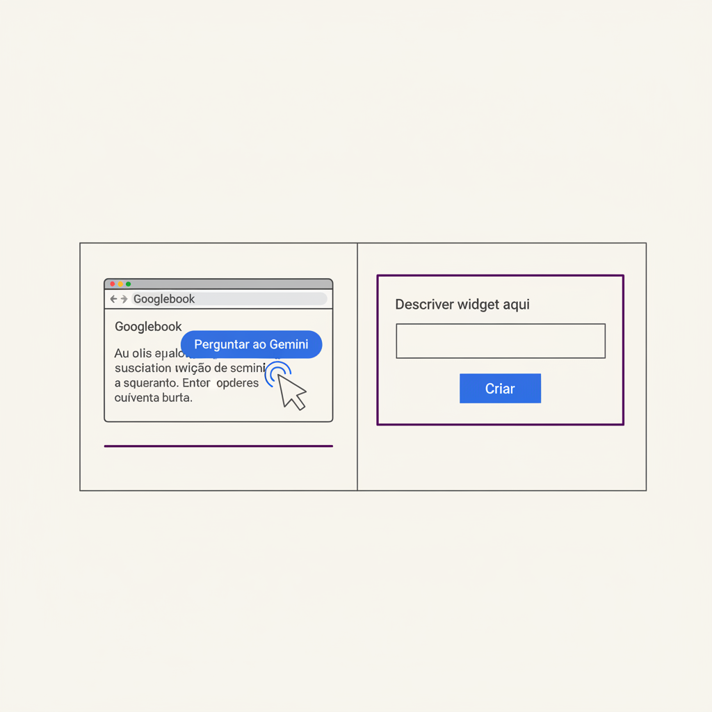 A IA Gemini no Googlebook: integração no ponteiro e criação de widgets.