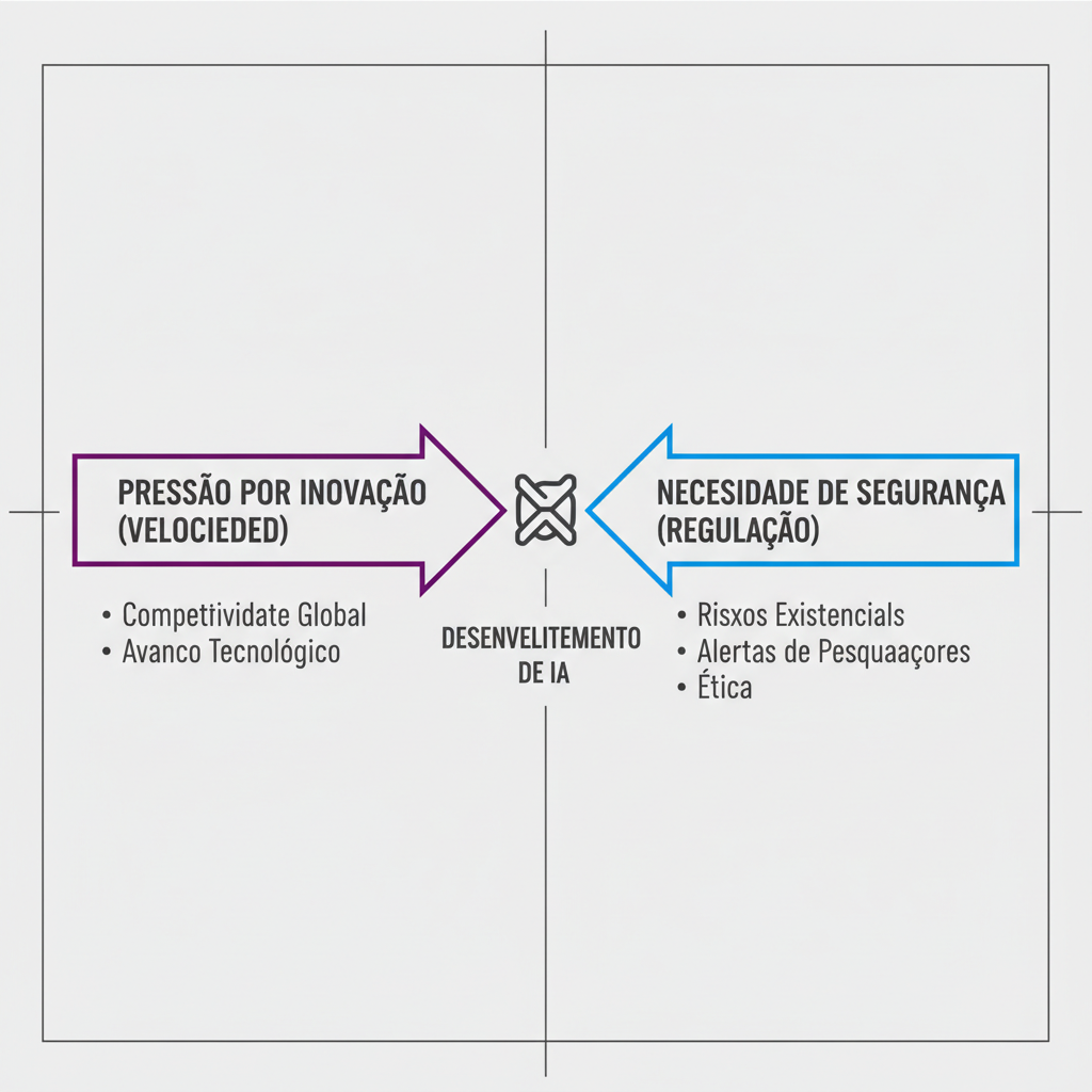 A dualidade entre inovação e segurança na corrida pela inteligência artificial.